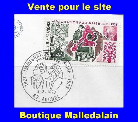 FRANCE - Oblitéré 1er jour sur fragment - YT 1740 Immigration Polonaise - OHT 5
