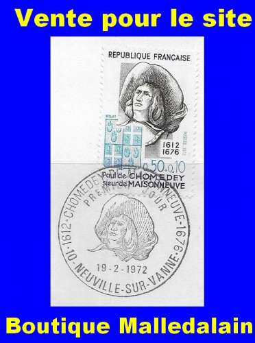 FRANCE - Oblitéré 1er jour sur fragment - YT 1706 Paul de Chomedy - OHT 7