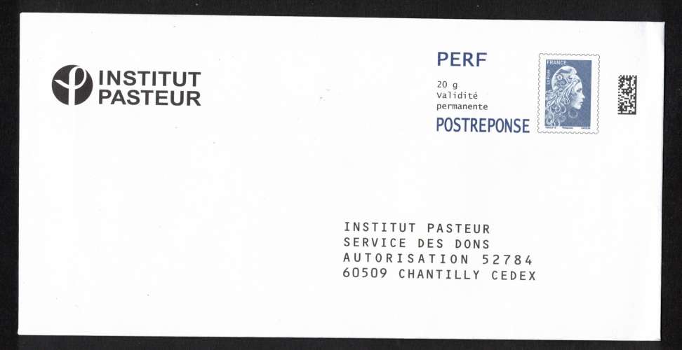 France Postreponse Institut Pasteur PERF 20g Marianne l'engagée  414782