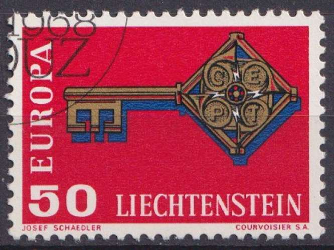 Liechtenstein 1968 Y&T 446 oblitéré trace de charnière - Europa 