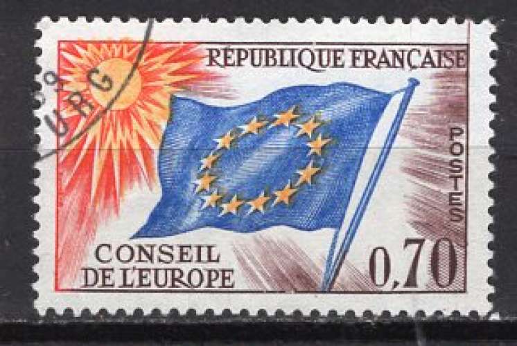FRANCE 1963-71  CONSEIL DE L'EUROPE  DRAPEAUX 70 CT OBLITERE