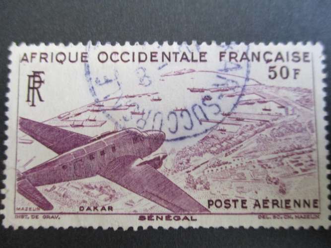 AOF y & t poste aerienne 12 obl 1947