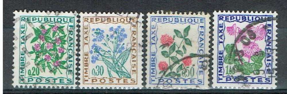 FRANCE 1964/71 - TAXE YT 98 99 101 102 OBLITÉRÉS.