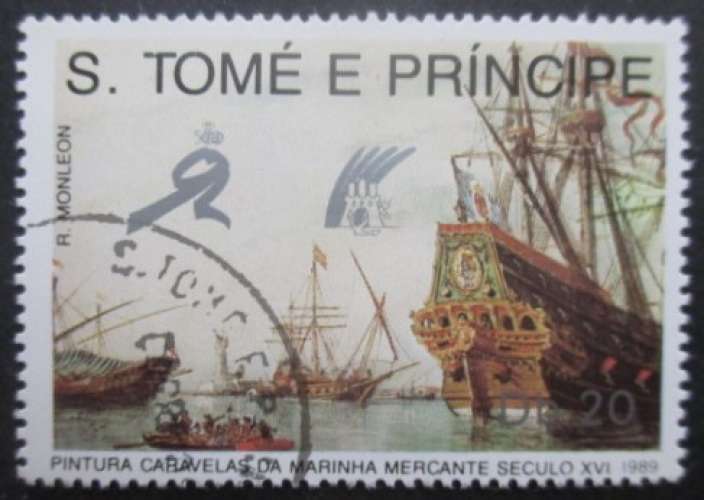 ST THOMAS ET PRINCE N°954 Bateau ancien oblitéré cote 1€