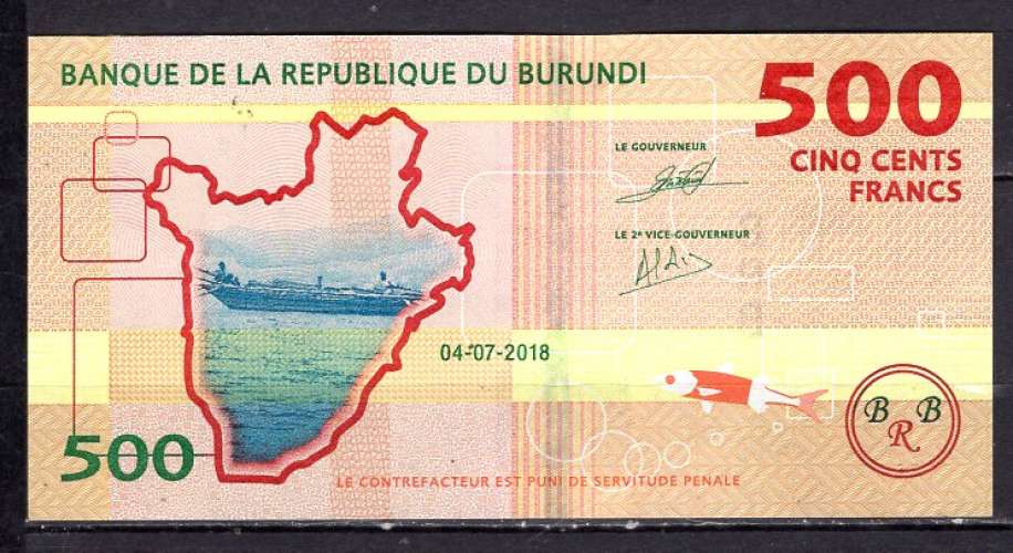  BILLET DE BANQUE BURUNDI 500 FRANCS 2018 PICK 50 NEUF UNC  