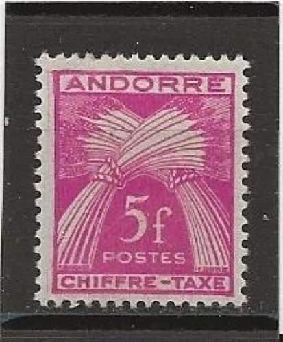 ANDORRE FRANCAIS TIMBRE TAXE ANNEE 1948-48 YT N°29 NEUF** 
