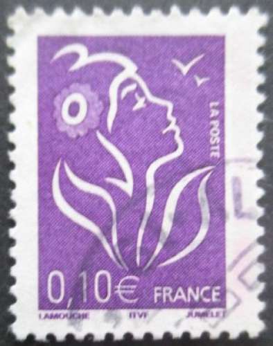 FRANCE N°3732 légende ITVF type I fleur colorée Marianne de Lamouche oblitéré