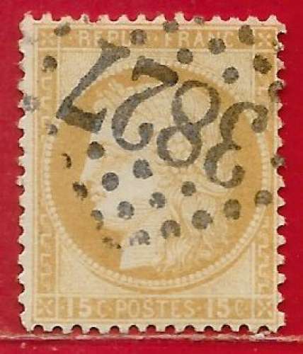 France n°55 Cérès 15c bistre (gros chiffres) 1873 (GC 3827 St-Quentin) o