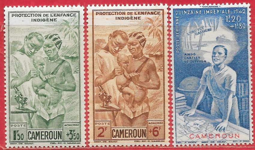Cameroun PA/AM n°19 à/to 21 enfant 1942 **