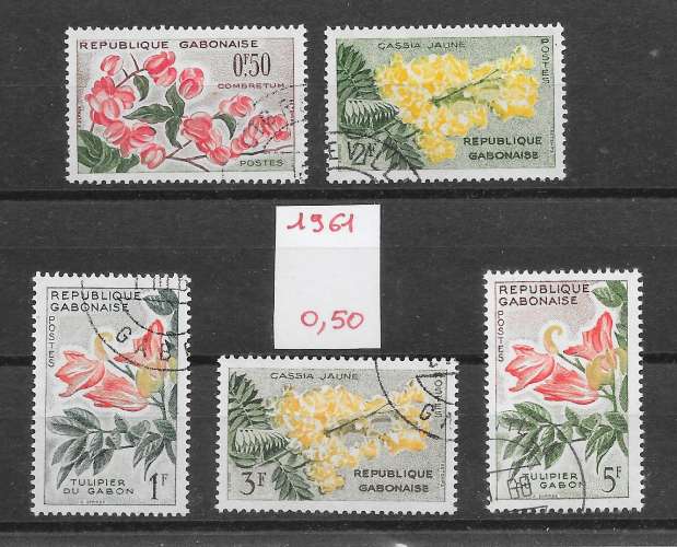 fleur - Gabon n°153 à/to 157 1961 o