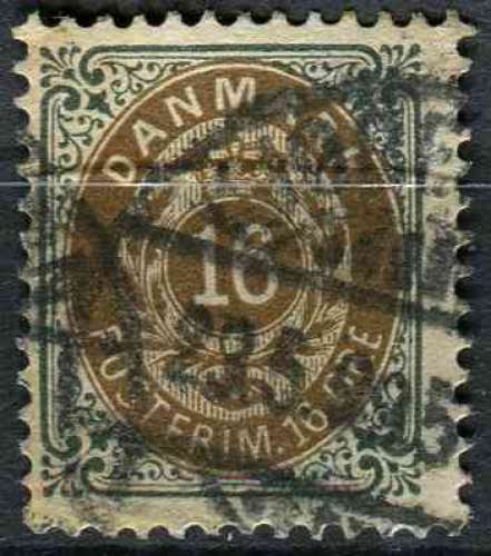 DANEMARK 1875 OBLITERE N° 26 (A)