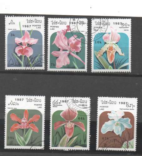 Laos orchidées  obliérés YT 810 à 815 - 1987