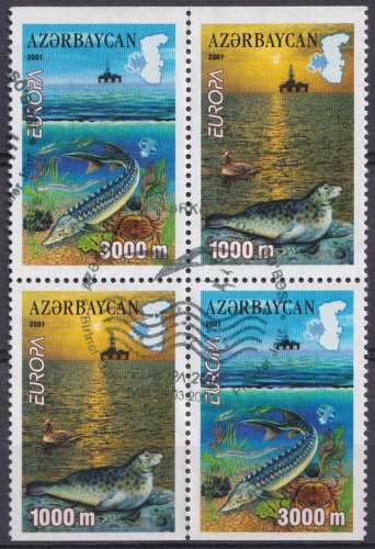 Azerbaidjan 2001 Y&T 417a, 417b, 418a, 418b oblitéré - Europa 