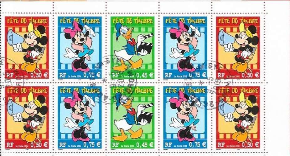 France carnet n°BC3641a Fête du timbre Disney Mickey Donald Minnie 2004 (AOUSTE-SUR-SYE 9-5-2016) DR