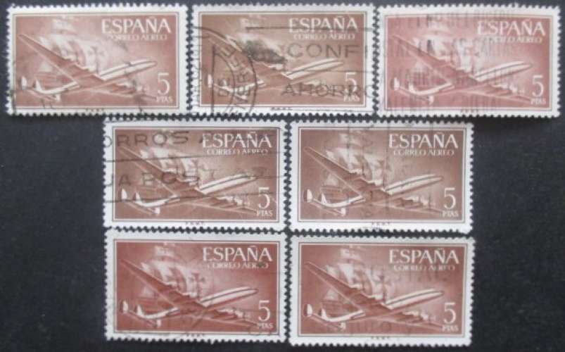 ESPAGNE poste aérienne N°274 X 7 oblitéré