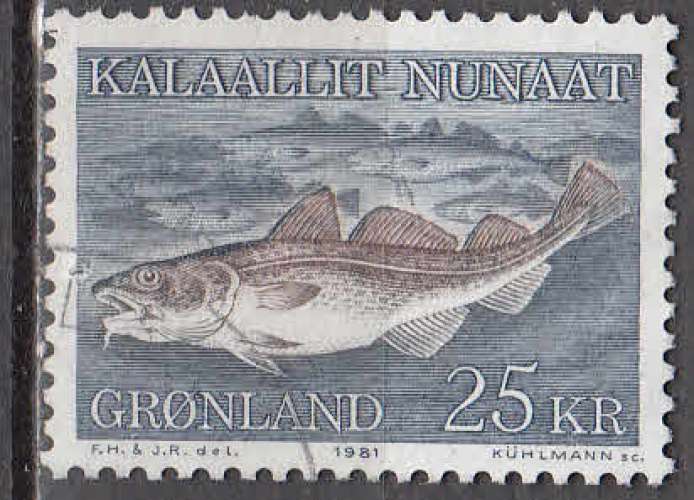 Groenland 1981  Y&T  117  oblitéré  (2)  poissons