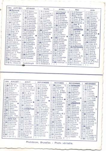 Belgique Strombeek-Bever Calendrier 1961 Au Château d'Eau