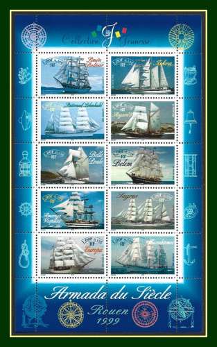 France Bloc N° 25 ** MNH 1999 Armada Rouen voiliers