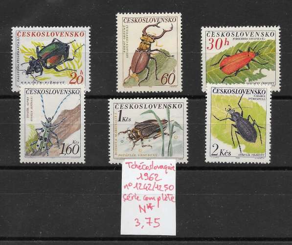 insecte scarabée - Tchécoslovaquie n°1245 à/to 1250 1962 *