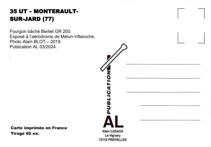AL UT 35  - Fourgon baché Berliet GR 200 - MONTEREAU-SUR-LE-JARD - Seine et Marne