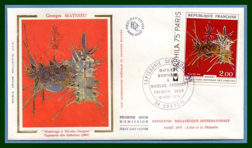  2 FDC soie 1974  N° 1812 et 1813 Arphila peinture 2 Scans