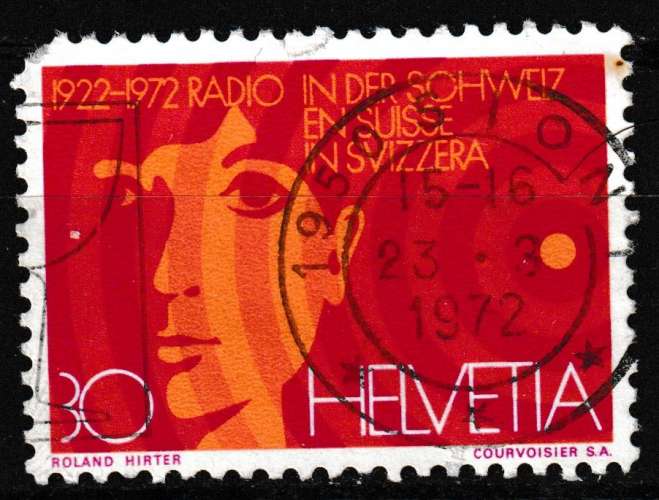 Suisse 1972 YT 897 Obl 50 ans Radio suisse Oblitération Sion 23.03.1972