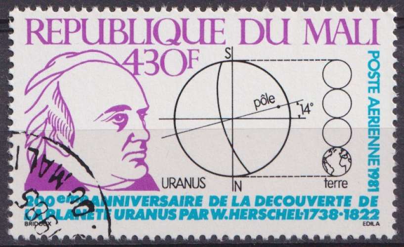 Mali P.A. 1981 Y&T 421 oblitéré - Découverte de la planète Uranus 
