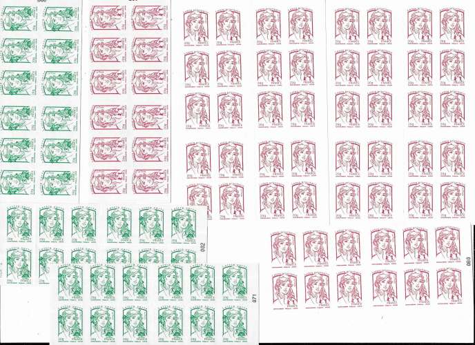 LOT 100 TP validité permanente : 64 rouge - 36 vert - autoadhésifs