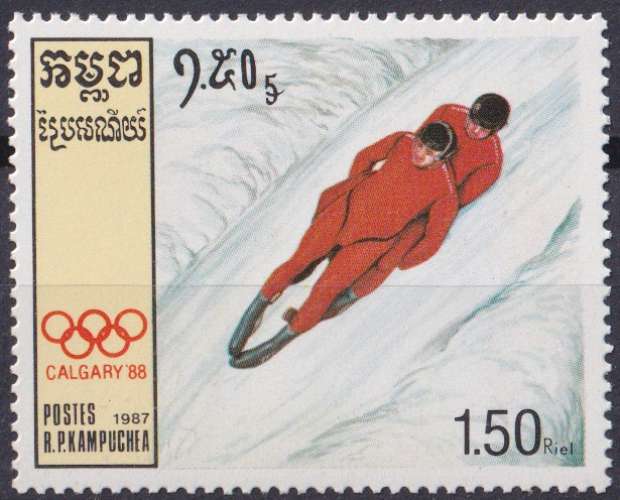 Kampuchea 1987 Y&T 709 neuf ** - Jeux olympique d'hiver de Calgary - Luge à deux