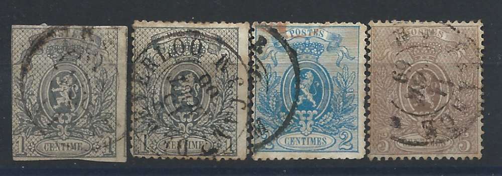 Belgique N°22/25 Obl (FU) 1866/67 - Armoiries