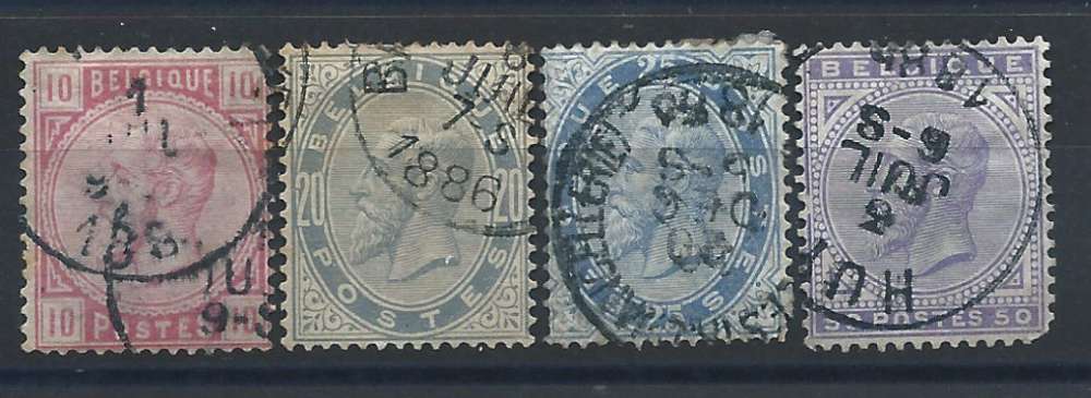 Belgique N°38/41 Obl (FU) 1883 - Roi Léopold II