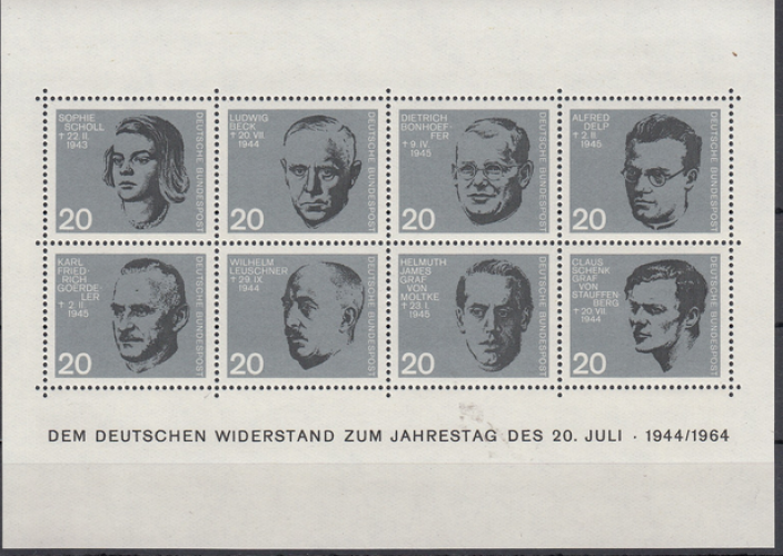 Allemagne fédérale (1964) - Membres de l'attaque contre Hitler le 20 juillet 1944 ** MNH