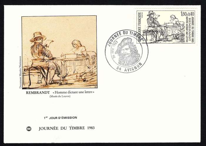 France 1983 : Journée du Timbre (84 Avignon) n° 2258 / Lettre + carte offerte / TTB