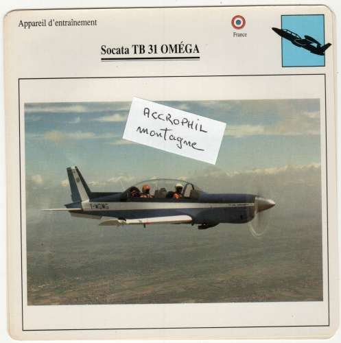  - Aviation. France - Appareil d'entraînement - Socata TB 31 OMEGA - scan verso - 