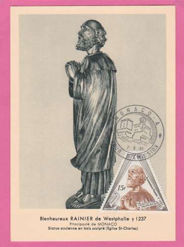 Monaco - Carte maximum 1955 - N°439  Bienheureux Rainier de Westphalie 