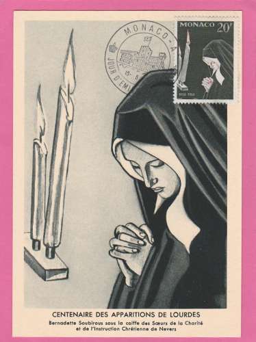 Monaco - Carte maximum 1958 - N°499 - Centenaire des apparitions de Lourdes