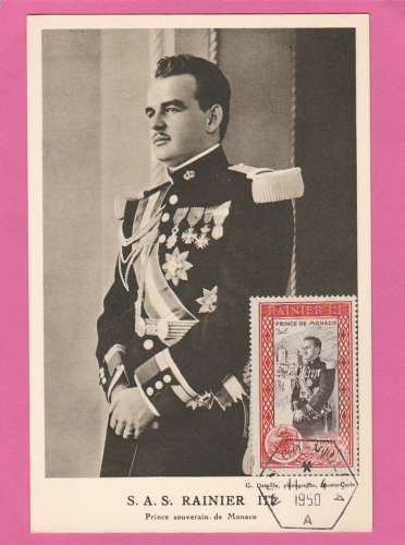 Monaco - Carte maximum 1950  - N°338- S.A.S. Rainier III - Prince souverain