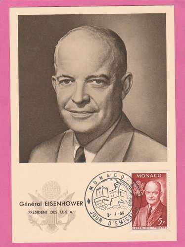 Monaco - Carte maximum 1956 - N°447 - Général Eisenhower - Président des USA