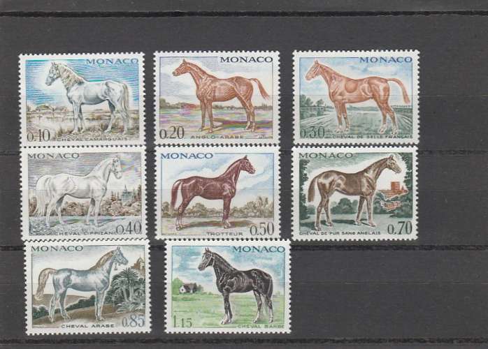 Monaco - 1970 - N°831 au N°838 - Chevaux - MNH **