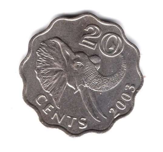SWAZILAND   PIECE DE 20 CENTS 2003 CUPRONICKEL  REF KM 50