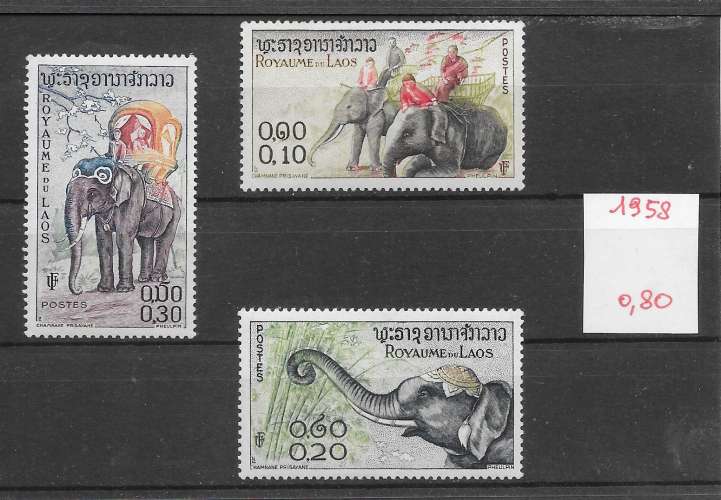 mammifère éléphant elephant - Laos n°44 à/to 46 1958 **