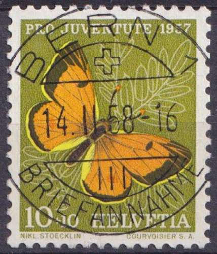 Suisse 1957 Y&T 598 oblitéré trace de charnière - Pour la jeunesse - Papillon 
