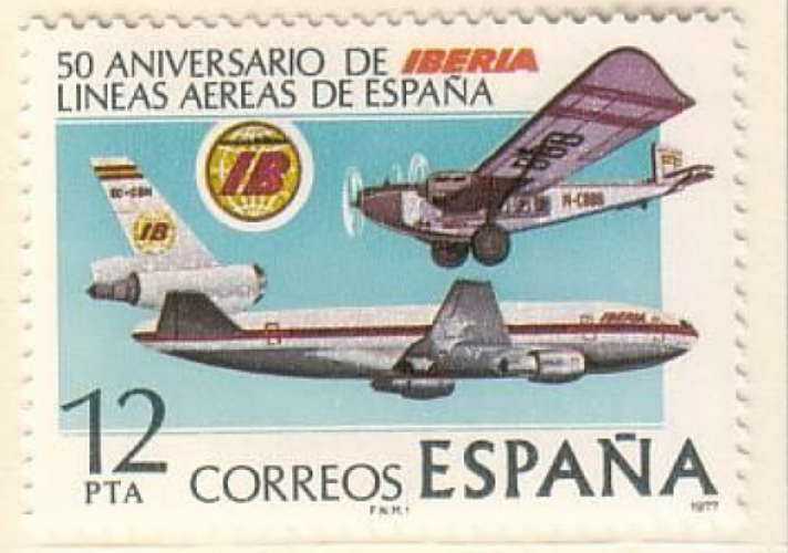 Espagne (1977) - Cinquantième anniversaire de la fondation de la compagnie aérienne Iberia ** MNH