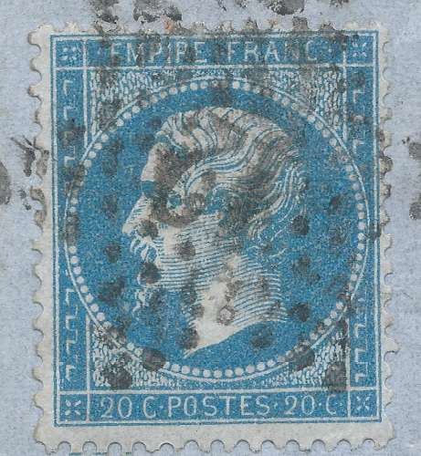 LT5930 n°22/Lettre, Oblitéré étoile chiffrée 12 de PARIS pour Neufchâtel-en-Bray(74) du 8 Oct 1864