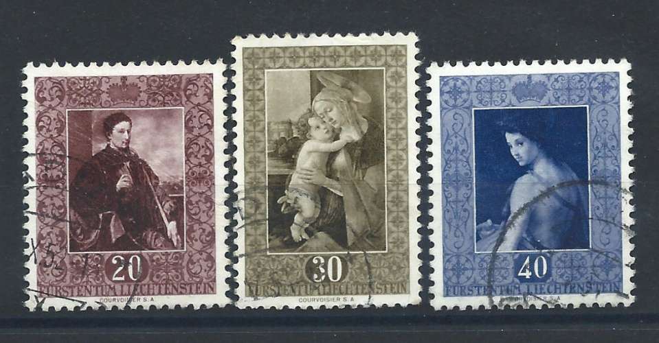 Liechtenstein N°268/70 obl (FU) 1952 - Reproduction de tableaux