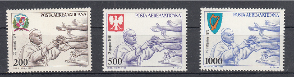 Vatican (1980) - Les voyages du pape à travers le monde - 200-500-1000 lire **