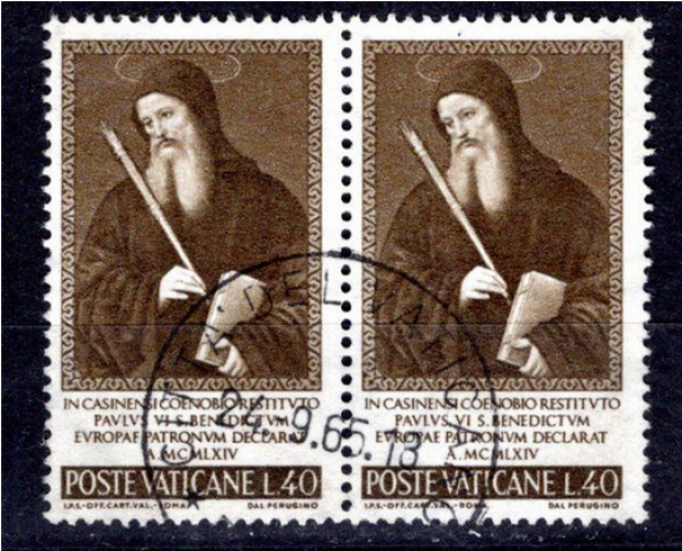 Vatican (1965) - Proclamation de saint Benoît comme saint patron de l'Europe, 40 lire Ø