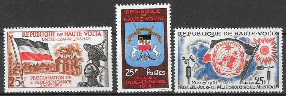 Haute-Volta n°92 à/to 94 1960-61 drapeau armoirie **