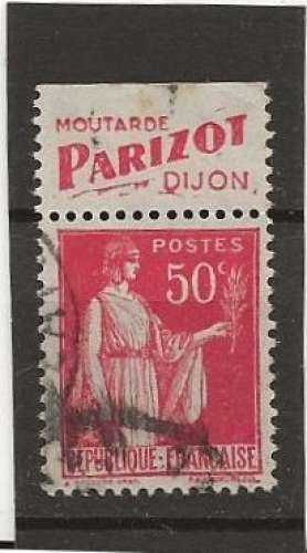 FRANCE      ANNEE 1924-32 YT N°283 OBLI  Timbre avec bande publicitaire