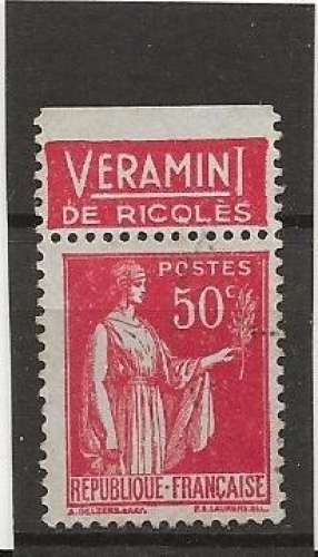 FRANCE      ANNEE 1924-32 YT N°283 OBLI  Timbre avec bande publicitaire